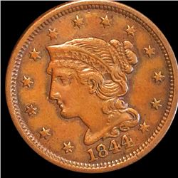 1844 Braided Hair Large Cent XF