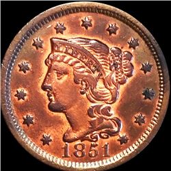 1851 Braided Hair Large Cent ABOUT UNCIRCULATED