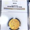Image 1 : 1913-S $5 Gold Half Eagle NGC - AU53