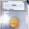 Image 1 : 1909-D $5 Gold Half Eagle NGS - MS65