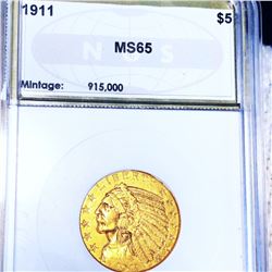 1911 $5 Gold Half Eagle NGS - MS65