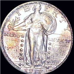 1918-D Standing Quarter FULL HEAD UNC