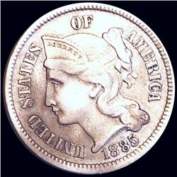 1885 Three Cent Nickel NEARLY UNC