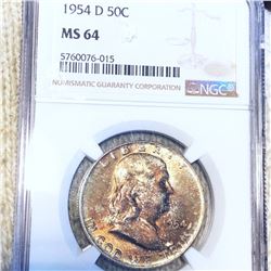 1954-D Franklin Half Dollar NGC - MS64