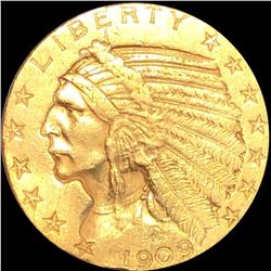 1909-O $5 Gold Half Eagle NEARLY UNCIRCULATED