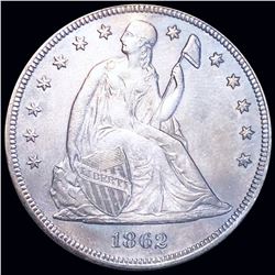 1862 Seated Liberty Dollar NEARLY UNCIRCULATED
