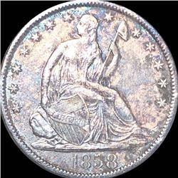 1858-O Seated Half Dollar ABOUT UNCIRCULATED