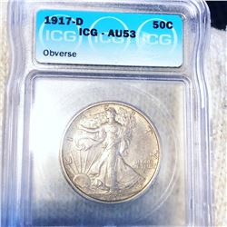 1917-D Walking Half Dollar ICG - AU53