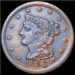 1853 Braided Hair Half Cent CLOSELY UNCIRCULATED