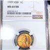 Image 1 : 1909 V.D.B. Lincoln Wheat Penny NGC - MS 64 RB