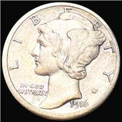 1916-D Mercury Silver Dime NEARLY UNCIRCULATED