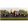 Image 2 : BUDDY L 2 X ARMY TRUCKS & CEMENT TRUCK - TIN & PLASTIC TOYS