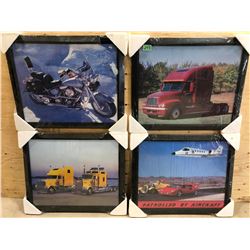 SET OF 4 FRAMED AUTOMOTIVE PRINT - AS NEW