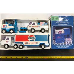 PEPSI DELIVERY TRUCKS & VENDING MACHINE COIN SORTER