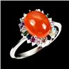 Image 2 : Natural Oval Orange Fire Opal Ring