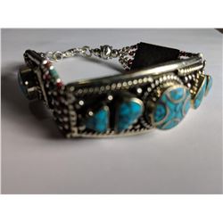 Tibet Hand Made Turquoise & Coral Bracelet