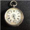 Image 1 : SOLID SILVER DOUBLE DOOR KEY WIND POCKET WATCH WITH ORNATE DIAL