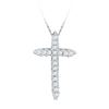 Image 1 : 1/4 CTW Round Diamond Cross Religious Pendant 10kt White Gold - REF-18X3T