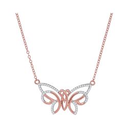 1/5 CTW Round Diamond Butterfly Bug Pendant 10kt Rose Gold - REF-18T3K