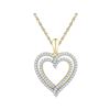 Image 1 : 1/2 CTW Round Diamond Double Frame Heart Pendant 10kt Yellow Gold - REF-30X3T