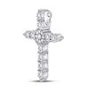 Image 2 : 1/4 CTW Round Diamond Religious Cross Pendant 14kt White Gold - REF-30N3Y