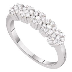 1/4 CTW Round Diamond Five Flower Cluster Ring 14kt White Gold - REF-27X5T
