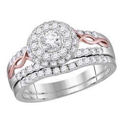 1 CTW Round Diamond Bridal Wedding Engagement Ring 14kt Two-tone Gold - REF-77Y9X