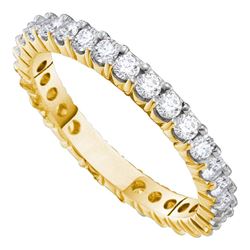 1 CTW Round Pave-set Diamond Eternity Wedding Ring 14kt Yellow Gold - REF-71T9K
