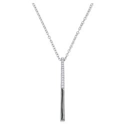 1/20 CTW Round Diamond Vertical Bar Pendant 14kt White Gold - REF-18N3Y