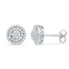 Image 1 : 1/2 CTW Round Diamond Concentric Cluster Screwback Earrings 10kt White Gold - REF-30X3T