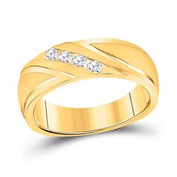1/4 CTW Mens Round Channel-set Diamond Wedding Anniversary Ring 10kt Yellow Gold - REF-47F9M