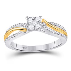 1/4 CTW Round Diamond Cluster Promise Bridal Ring 10kt Two-tone Gold - REF-24X3T