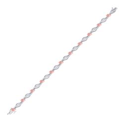 1/2 CTW Round Diamond Rose-tone Rope Bracelet 10kt White Gold - REF-71F9M