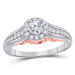 1/2 CTW Round Diamond Solitaire Bridal Wedding Engagement Ring 14kt White Gold - REF-71Y9X