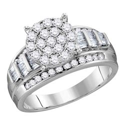 2 CTW Round Diamond Cluster Bridal Wedding Engagement Ring 10kt White Gold - REF-110Y4X