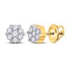 Image 1 : 1/6 CTW Round Diamond Flower Cluster Earrings 14kt Yellow Gold - REF-14M4A