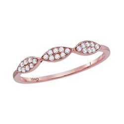 1/8 CTW Round Diamond Oval Cluster Stackable Ring 10kt Rose Gold - REF-11Y9X