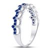 Image 3 : 1/4 CTW Round Blue Sapphire Scalloped Stackable Ring 10kt White Gold - REF-13K2R