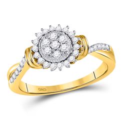 1/3 CTW Round Diamond Circle Flower Cluster Ring 10kt Yellow Gold - REF-27M5A