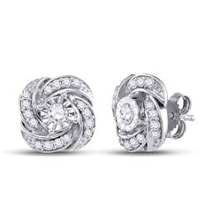 1/3 CTW Round Diamond Pinwheel Fashion Earrings 10kt White Gold - REF-30W3F