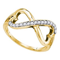 1/6 CTW Round Diamond Infinity Double Heart Ring 10kt Yellow Gold - REF-18T3K