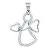 Image 1 : 1/8 CTW Round Diamond Guardian Angel Heart Pendant 10kt White Gold - REF-8X4T