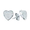 Image 1 : 1/5 CTW Round Diamond Concave Heart Cluster Stud Earrings 10kt White Gold - REF-15Y5X