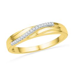 1/20 CTW Round Diamond Ring 10kt Yellow Gold - REF-9H6W