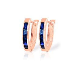 Genuine 1.30 ctw Sapphire Earrings 14KT Rose Gold - REF-28N2R