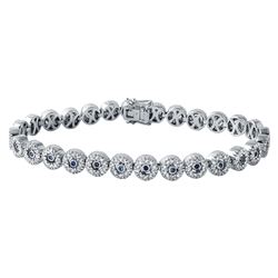 2.09 CTW Sapphire & Diamond Bracelet 18K White Gold - REF-221H7M