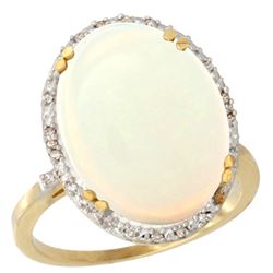 10.35 CTW Opal & Diamond Ring 10K Yellow Gold - REF-94H3M