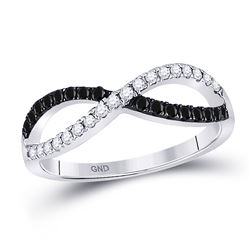 1/3 CTW Round Black Color Enhanced Diamond Infinity Ring 10kt White Gold - REF-20K9R