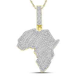 5/8 CTW Mens Round Diamond Africa Continent Charm Pendant 10kt Yellow Gold - REF-39X3T