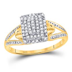 1/6 CTW Round Diamond Cluster Ring 10kt Yellow Gold - REF-16H2W